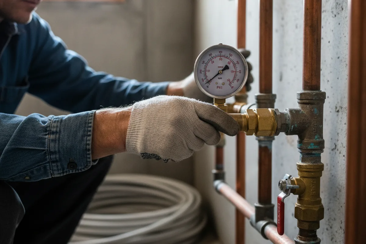Pressure testing a repaired line during Water Line Repair in Montgomery